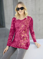 Interessant shirt in batik-look in 3 kleuren BORDEAUX BATIK