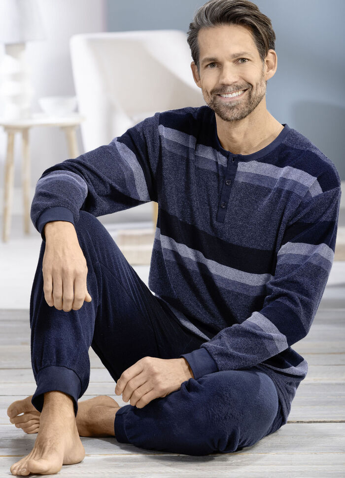 Badstof pyjama met knoopsluiting 