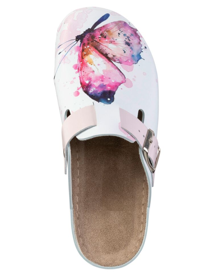 ELENA EDEN, klassieke damesklompen, breedte G, met verstelbare gesp WIT-BONTE