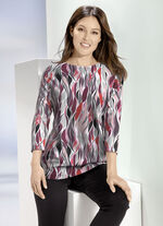 Shirt met modieuze boothals BORDEAUX-ROOS-GRIJS
