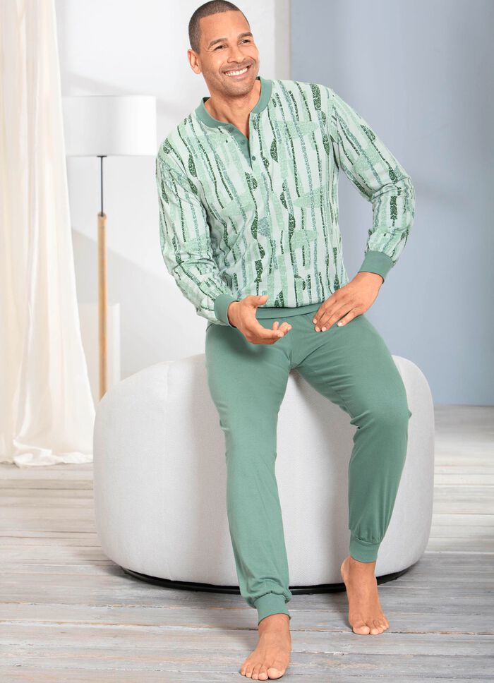 Pyjama met knoopsluiting en manchetten 