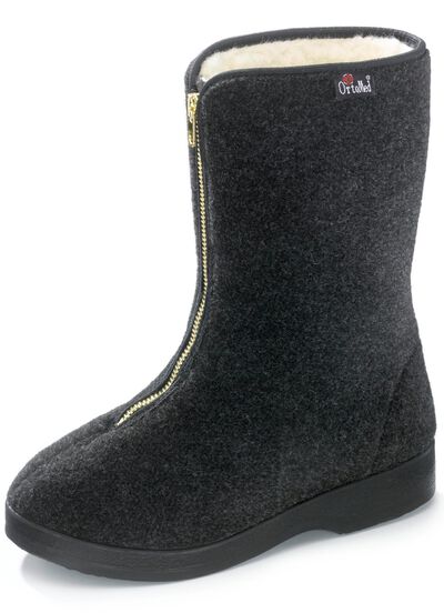 Warme damespantoffels, breedte H, met rits 