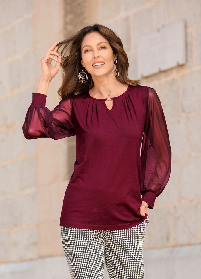 Shirt met lange chiffon mouwen 