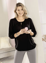 Shirt met split in 2 kleuren ZWART
