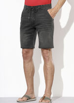 Casual denim bermudashort in 3 kleuren ANTRACIET