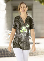 Shirt in geweldige batiklook in 3 kleuren KHAKI