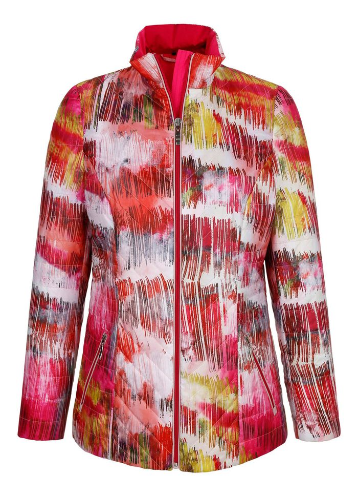 Gewatteerd jack met veelkleurige grafische print 