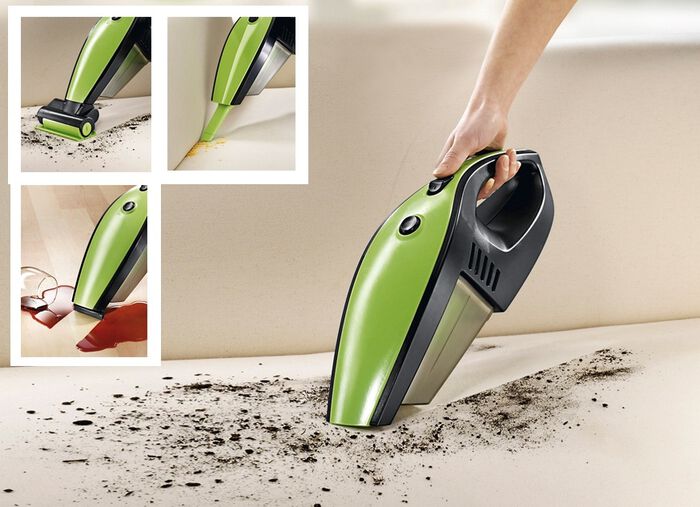 Accu-handstofzuiger met draaibaar turbomondstuk 