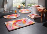 Fantastisch zachte, bedrukte badmatten ROOD-GEEL