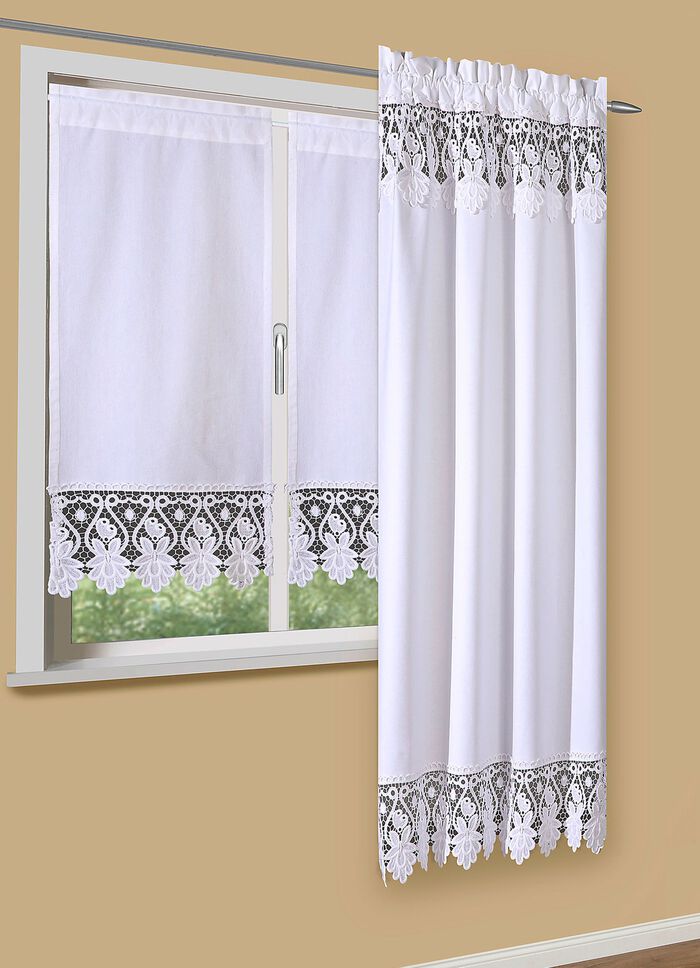 Raamdecoratie van puur katoen met hoogwaardige kant 