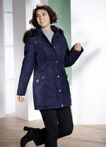 Lange jas met roofdierbontmotief 