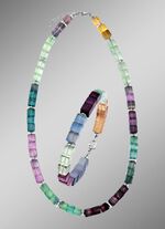 Prachtige set met hematiet, bewerkt en fluoriet in veelkleurig 