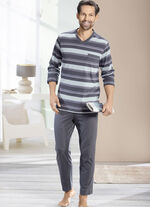 Twee-pack pyjama's met V-hals en open zomen 