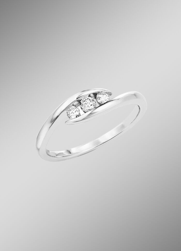 Hoogwaardige damesring met 3 diamanten 