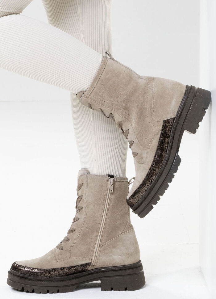 Waldläufer, comfortabele dames enkellaarsjes, winterschoenen, breedte H, met uitneembaar voetbed Bruin