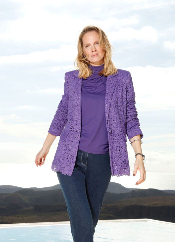 Blazer met gebloemde kanten rand 