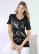 Shirt met zilveren contrastprint 