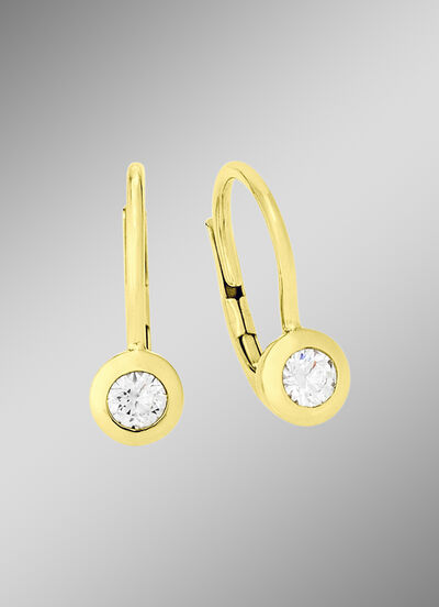 Elegante oorbellen in geel goud met diamanten 