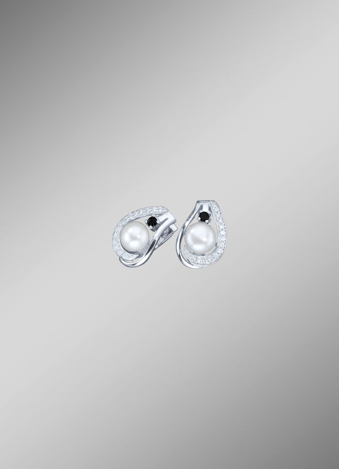 Creoolse klapoorbellen met synth. zirkonia en zoetwaterparels 