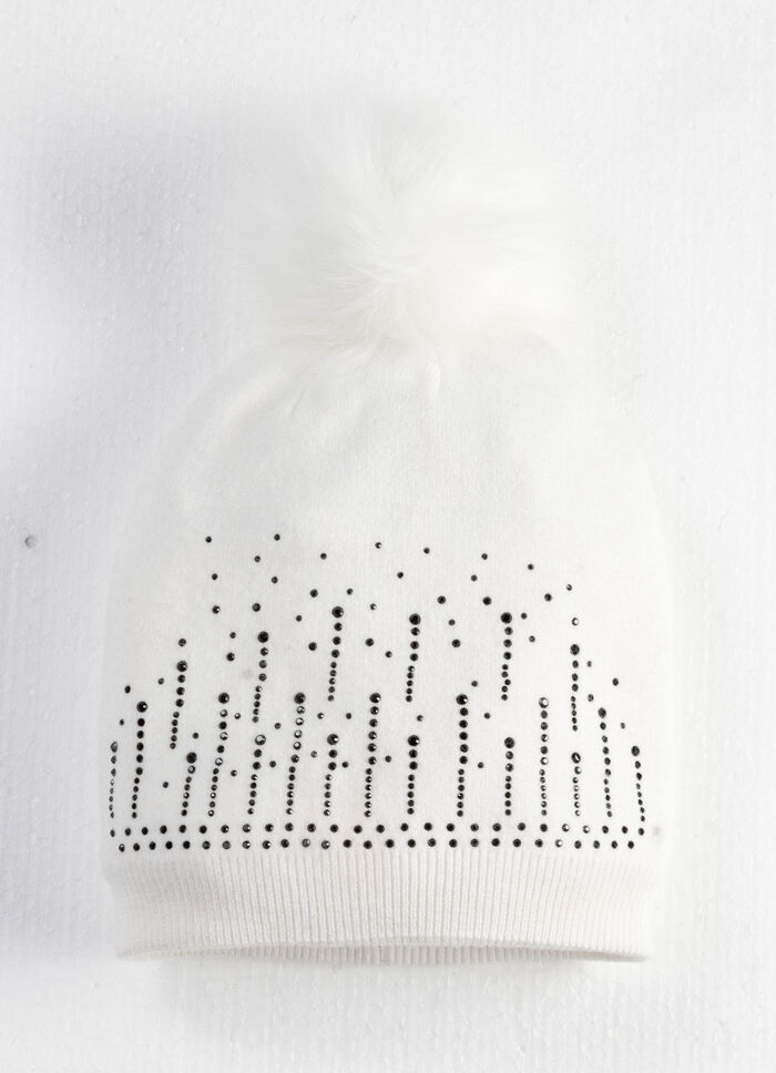 Stijlvolle dameshoed met glittersteentjes NATUURWIT