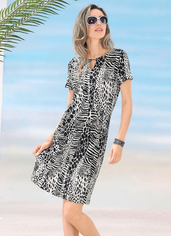 Laurina-jurk met schitterend gekleurd printdessin 