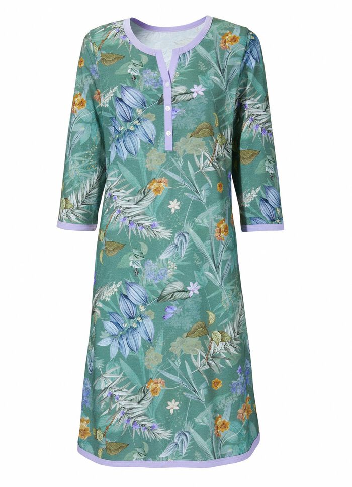 Nachthemd, 3/4 lange mouwen met inkjetprint en Serafino-halslijn 
