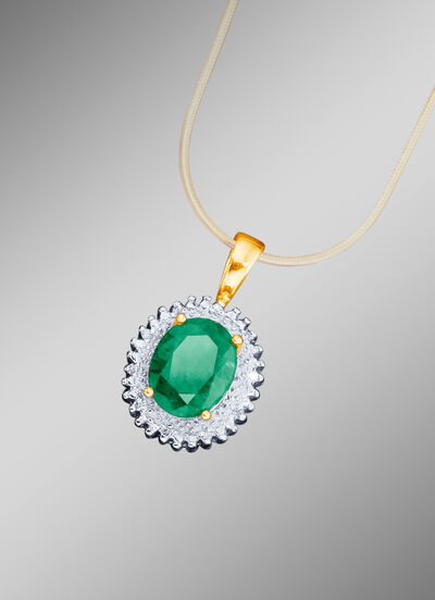 Kettinghanger met diamanten en smaragd 