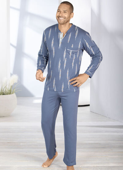 Pyjama met knoopsluiting en open uiteinden 