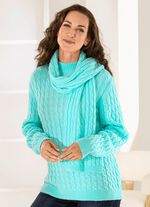 Trui met sjaal in zachte kwaliteit IJSBLAUW