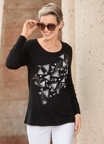 Shirt met contrastprint ZWART