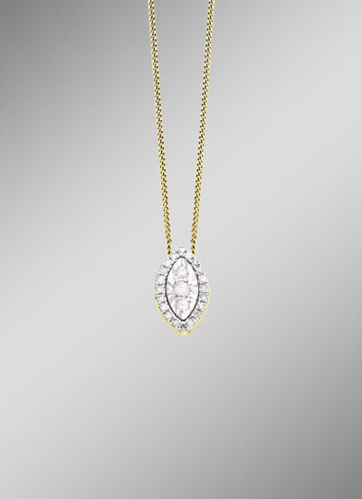 Hanger met 3 briljant geslepen diamanten, 20 diamanten en ankerketting 