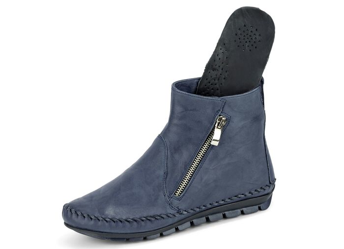 Gemini, comfortabele dames enkellaarsjes, breedte G, met uitneembaar voetbed BLAUW