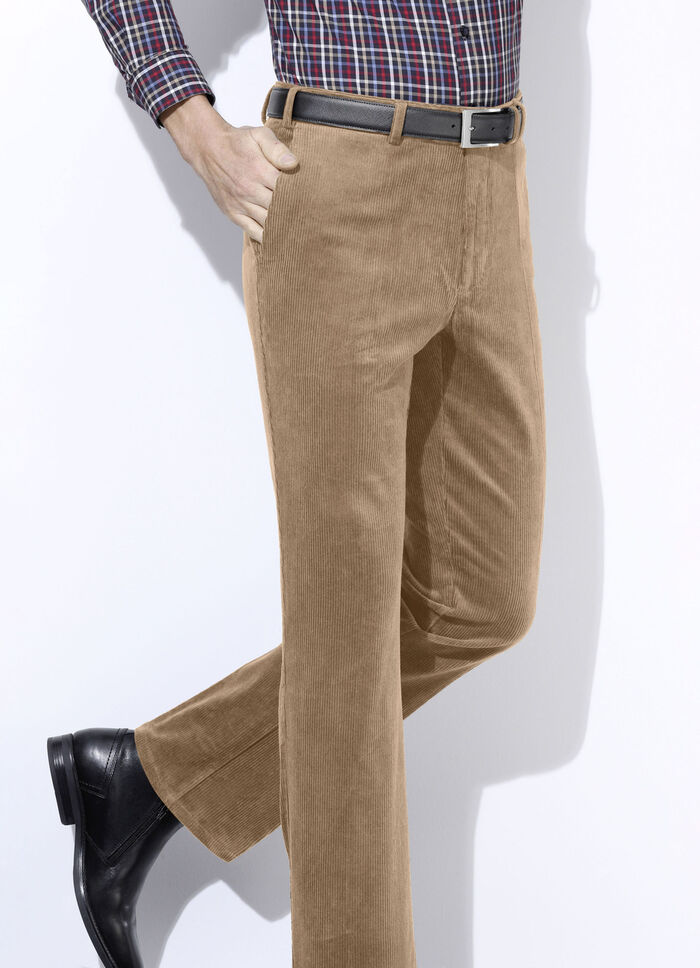 Corduroy broek met elastische tailleband in 3 kleuren CAMEL