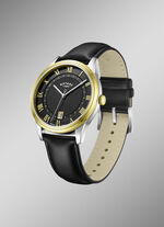Rotary quartz herenhorloge met leren band 