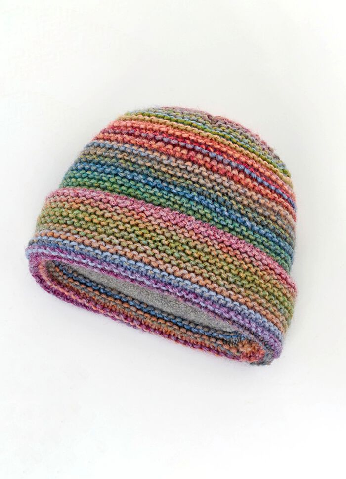 Grofgebreide muts met kleurverloop 