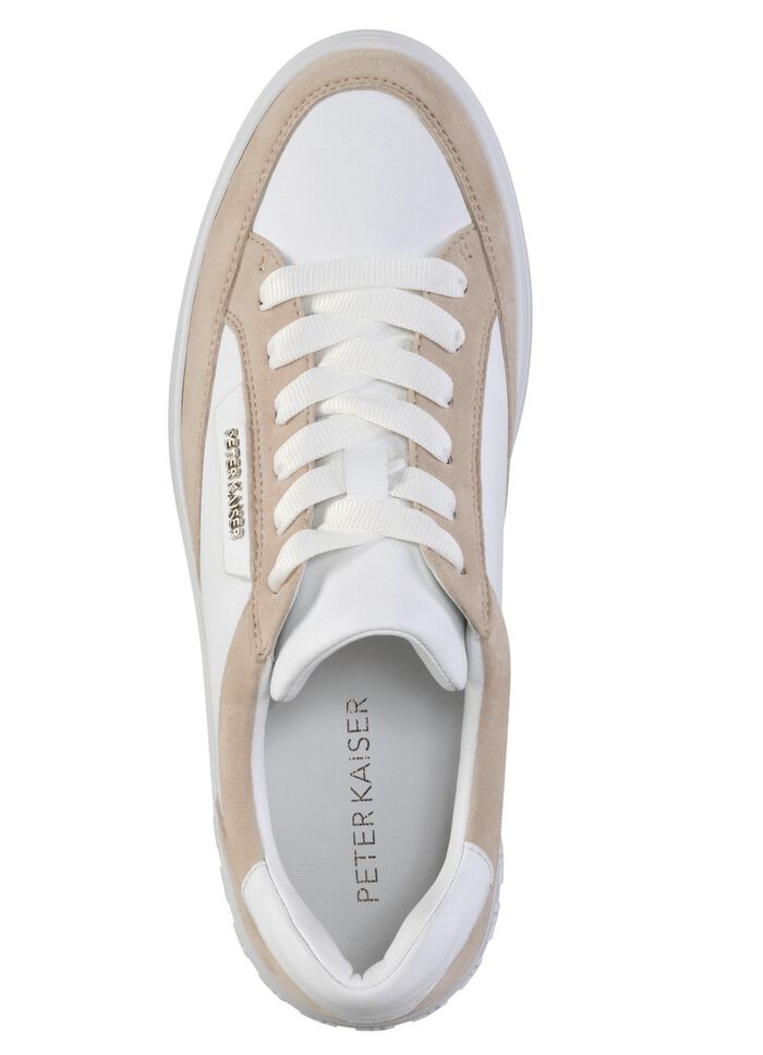 Peter Kaiser vetersneakers gemaakt van nappa- en su&egrave;deleer WIT-BEIGE