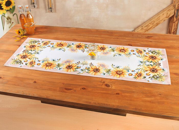 Tafel- en kamerdecoratie met zonnebloemmotief 