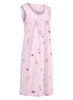 Pak van twee nachthemden met brede schouderbandjes en knopenlijst LILA/ROSÉ