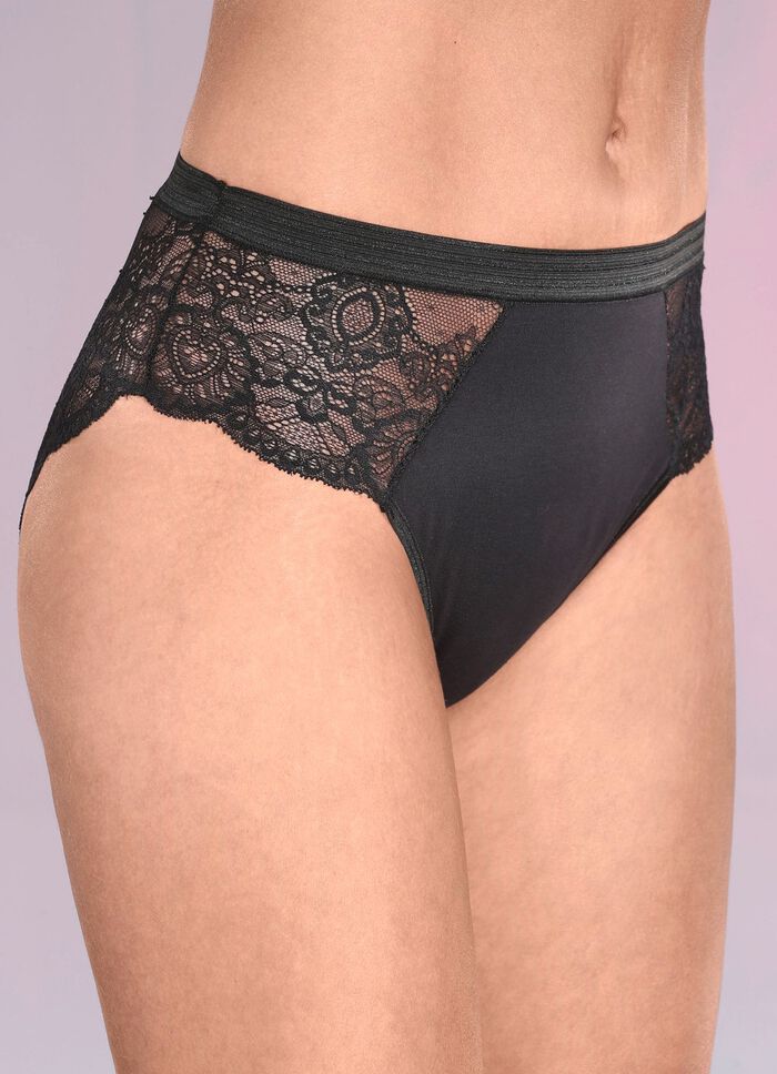 Drie-pack slips met delicate elastische kant 