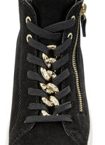Remonte laarsje met sprankelende decoratieve ketting aan de vetersluiting ZWART