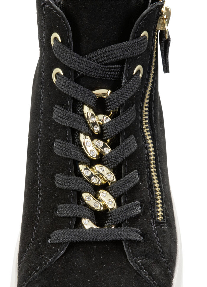 Remonte laarsje met sprankelende decoratieve ketting aan de vetersluiting ZWART