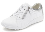 Waldläufer, comfortabele dames veterschoenen, breedte K, met uitneembaar voetbed WIT-ZILVER