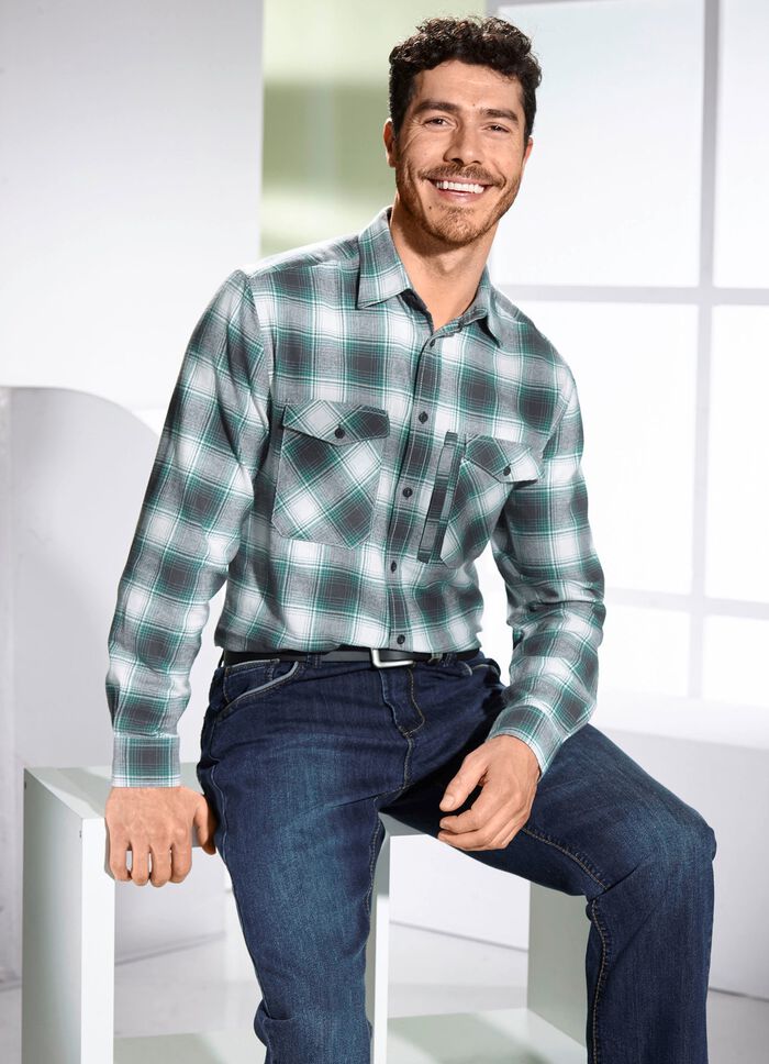 Geruit overhemd in 2 kleuren JADE GROEN-GRIJS GERUIT