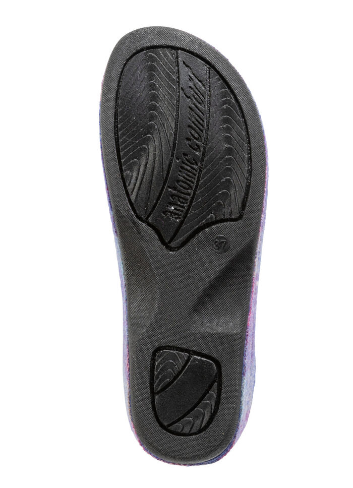 Laurina pantoffels gemaakt van geruit textielmateriaal BLAUW-PAARS