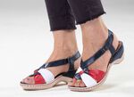 ELENA EDEN, elegante damessandalen, breedte H, met klittenbandsluiting BLAUW-WIT-ROOD