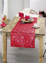 Tafeldecoratie met vlekbescherming en glittergaren ROOD-ZILVER