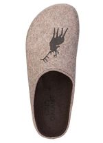 GINO GALANTE, trendy herenpantoffels, breedte H, met hertenborduursel ZAND