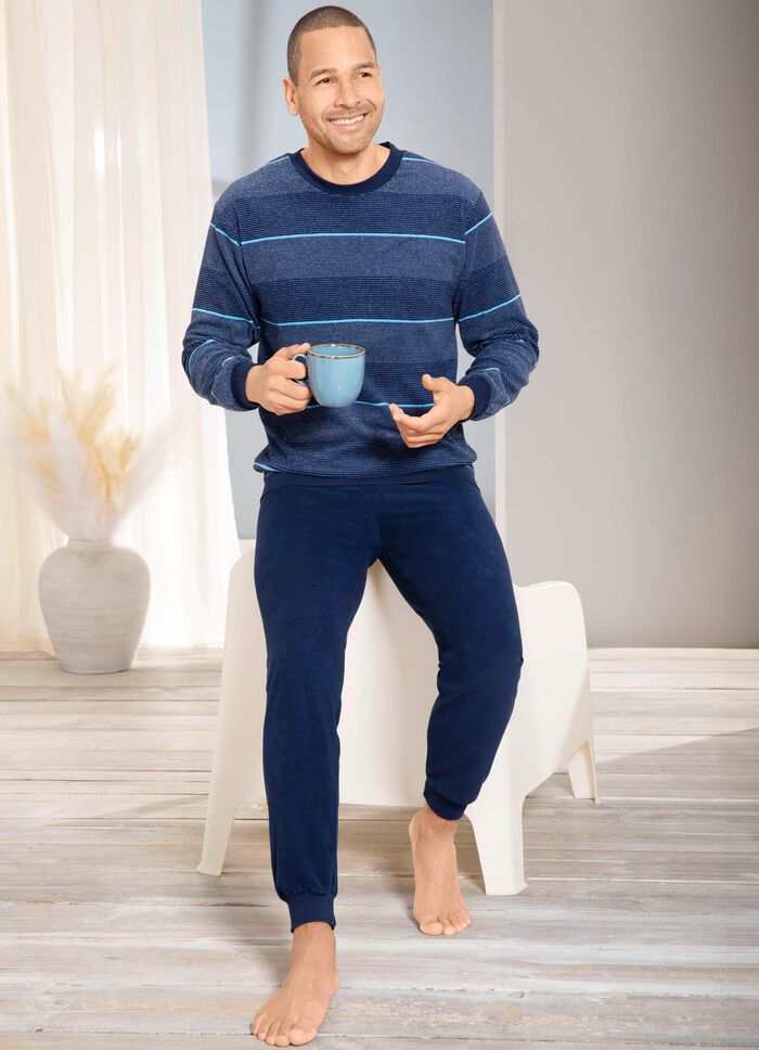 Pyjama van stretch badstof met manchetten 