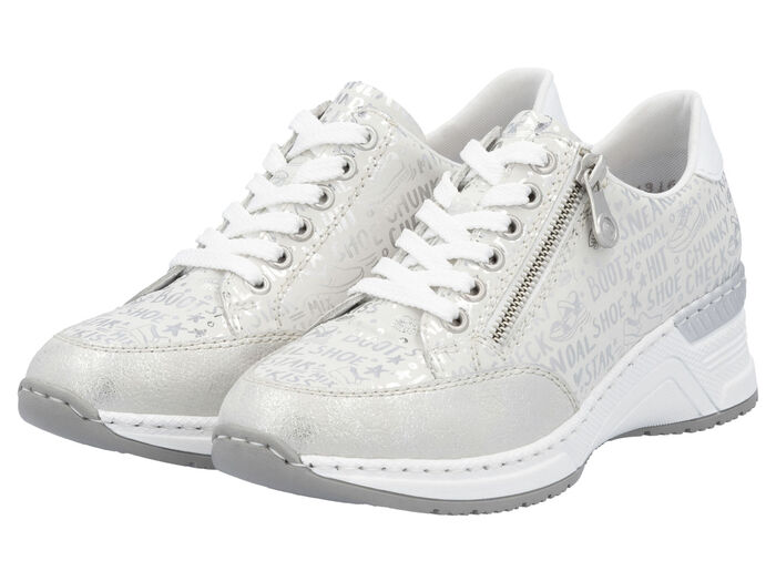 Rieker vetersneakers gemaakt van bedrukt synthetisch materiaal LICHTGRIJS-ZILVER