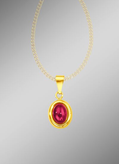 Kettinghanger met echte robijncabochon 